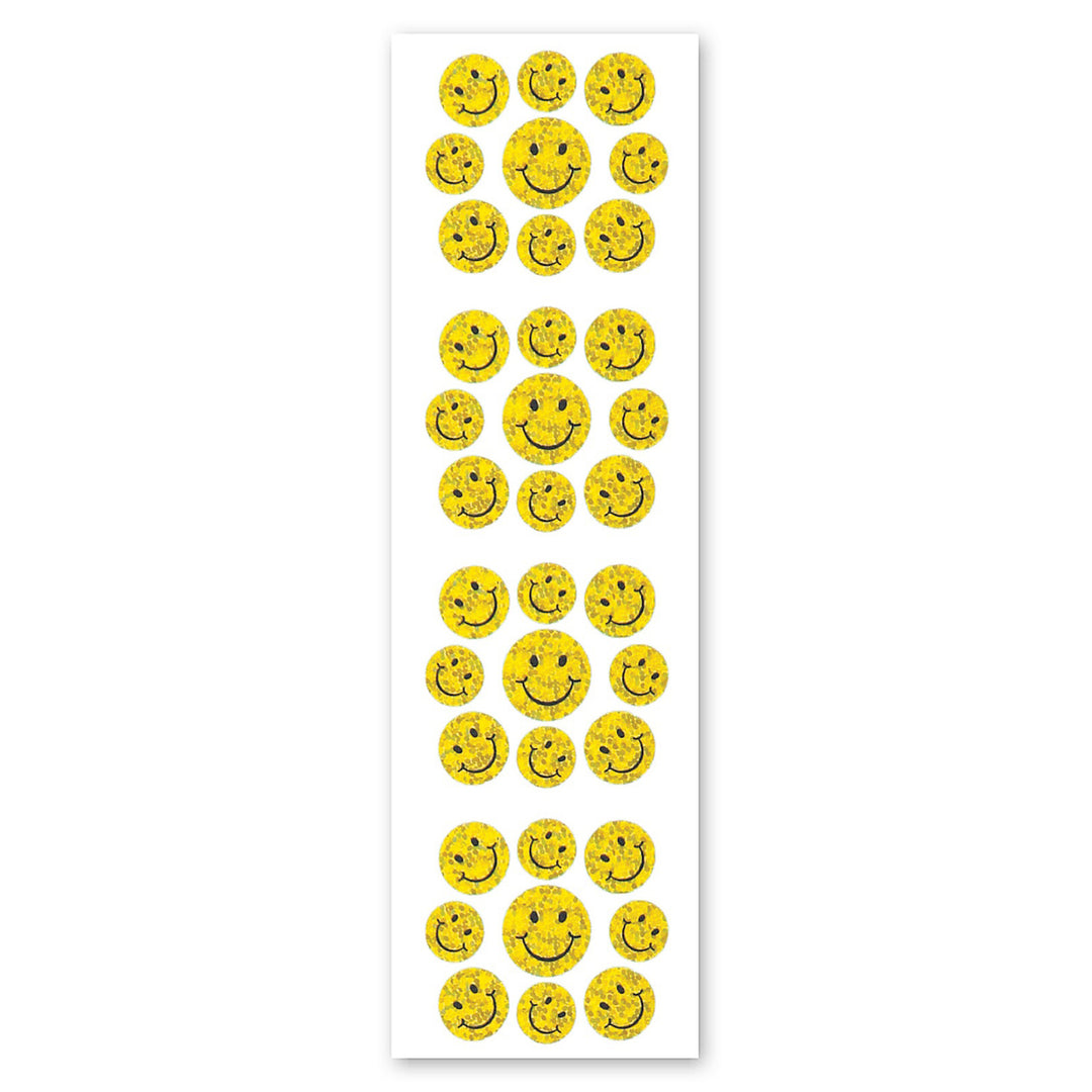Micro Happy Faces Sparkly Prismatic Stickers