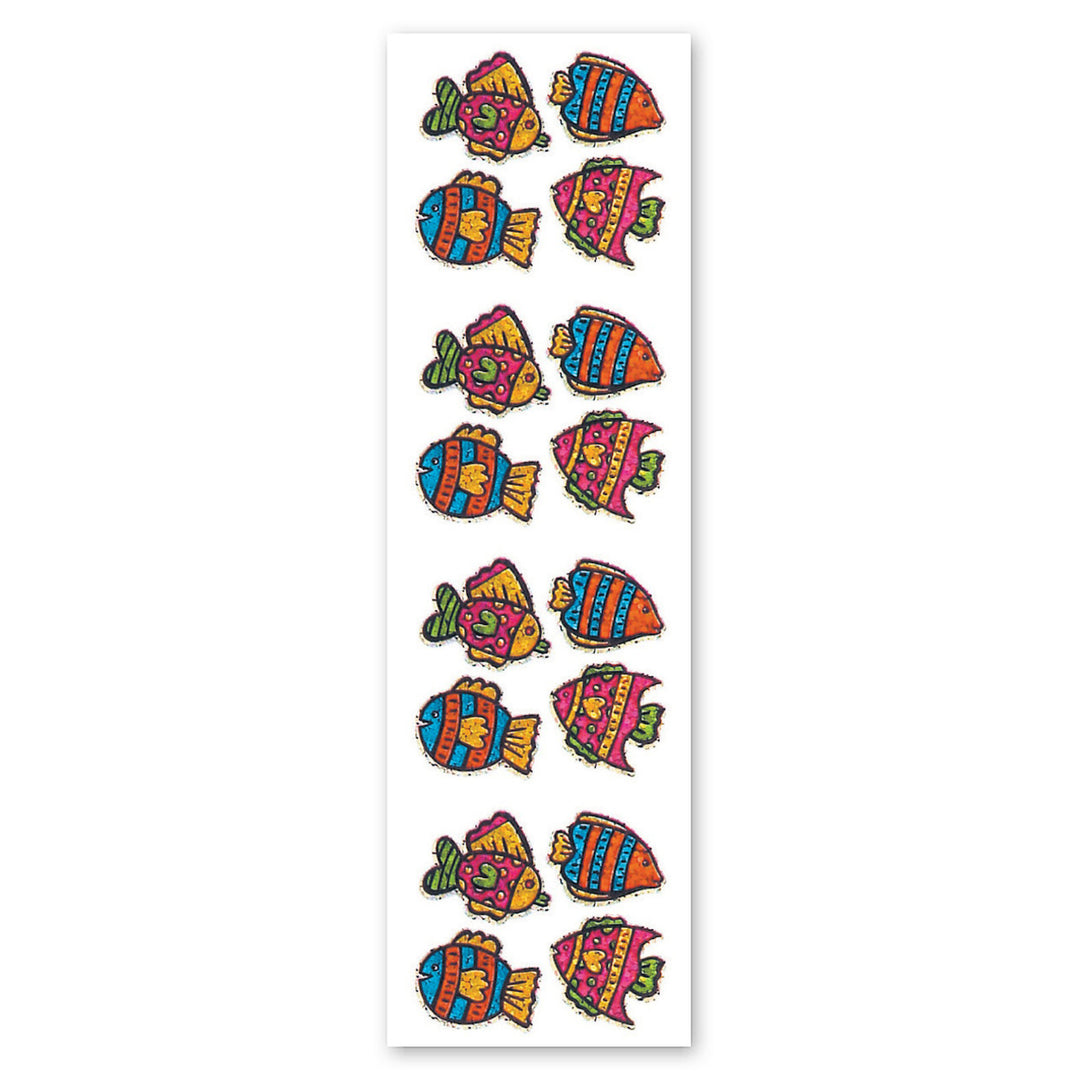 Four Tropical Fish Sparkly Prismatic Stickers