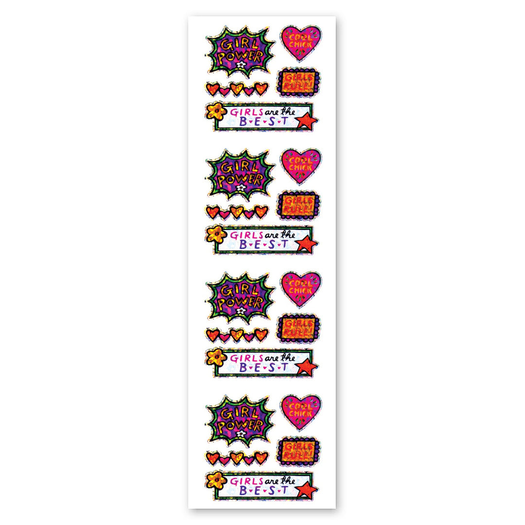 Girl Power Sparkly Prismatic Stickers 