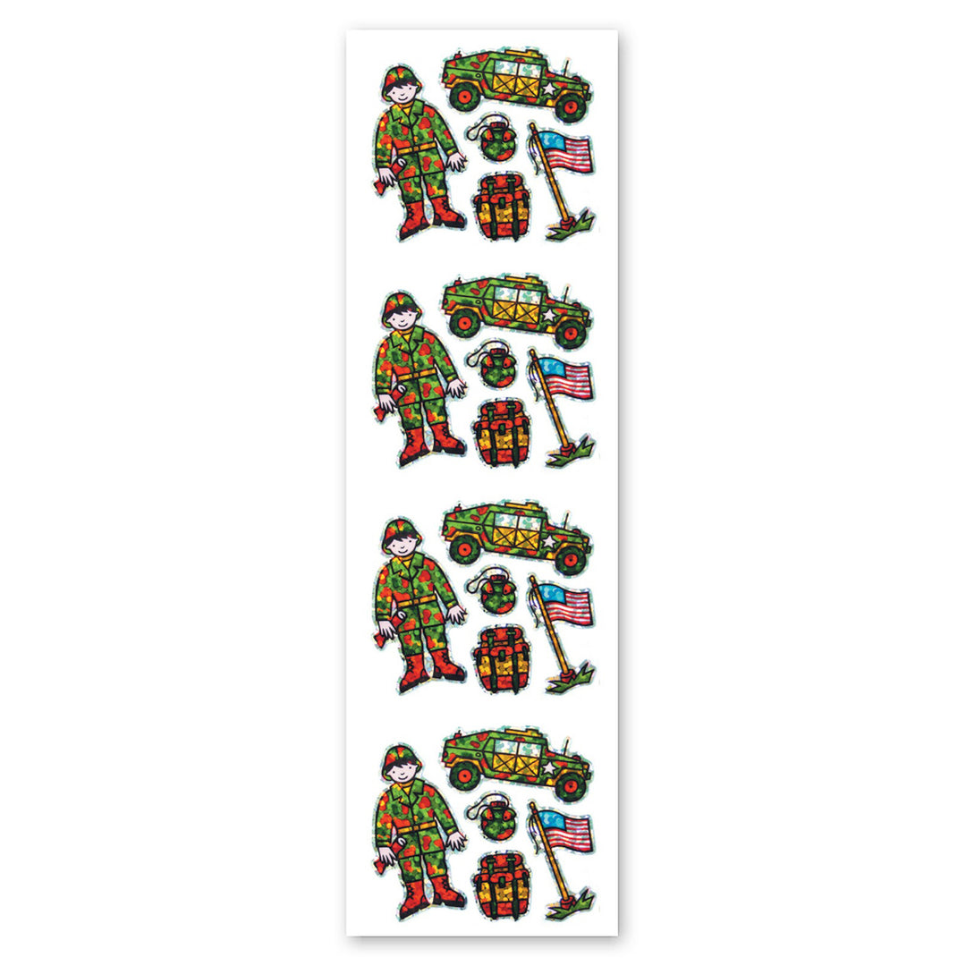 Military Soldier Sparkly Prismatic Stickers