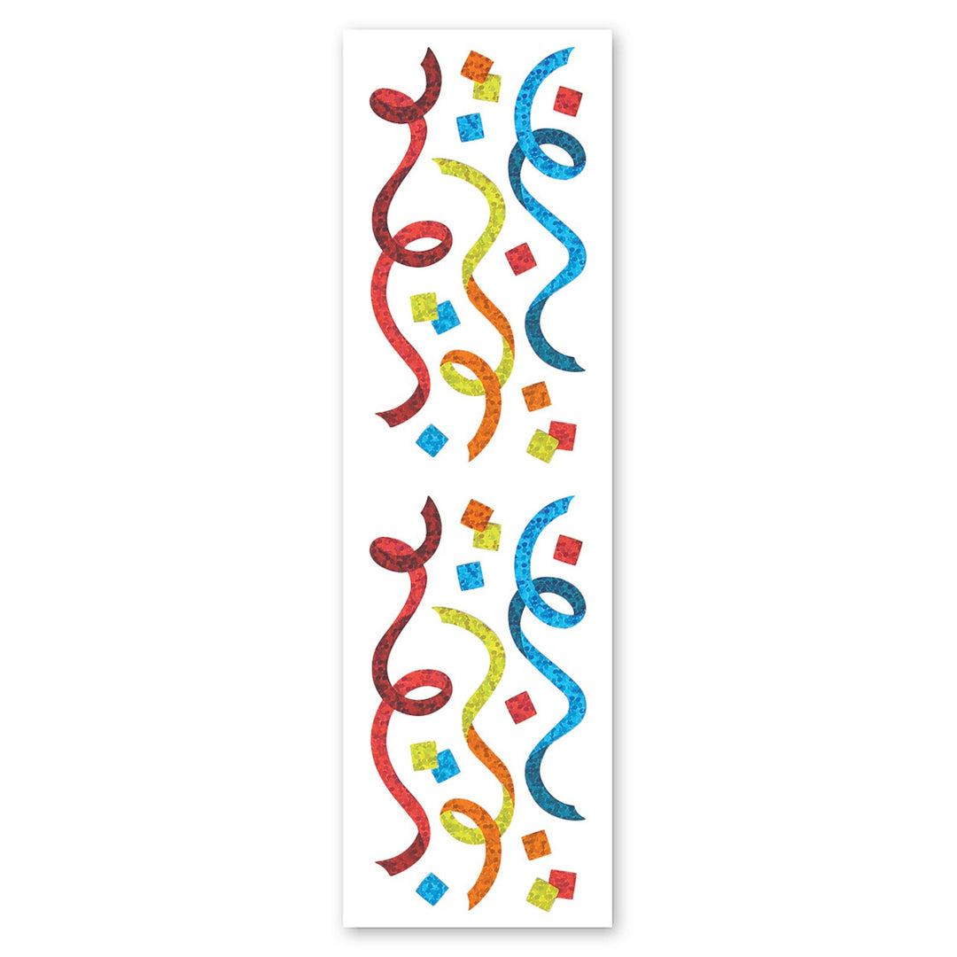 Multicolor Streamers And Confetti Sparkly Prismatic Stickers