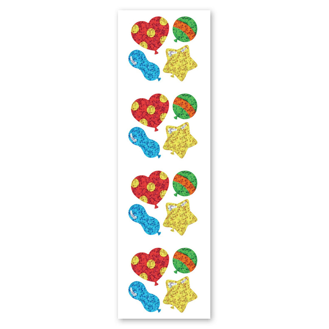 Party Balloons Sparkly Prismatic Stickers