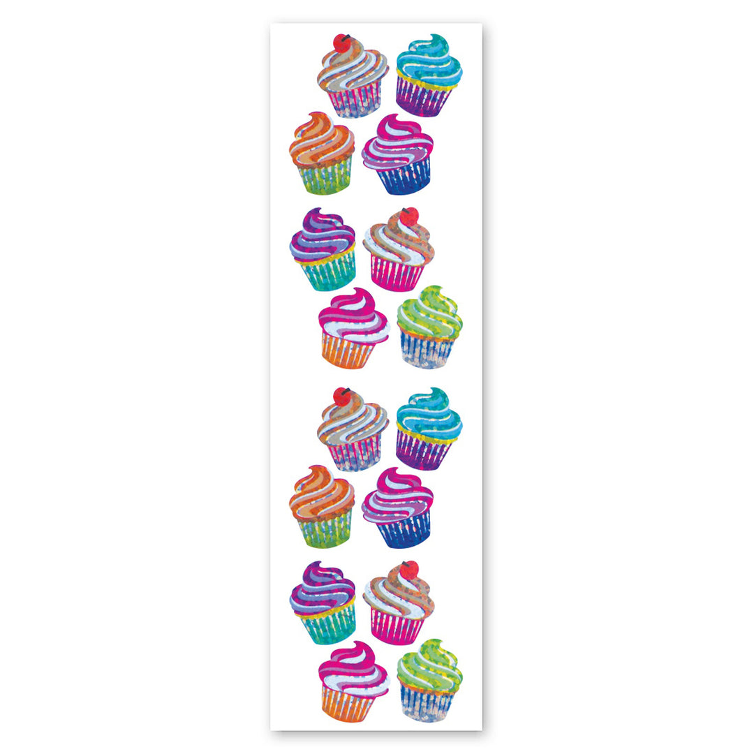 Cupcakes Sparkly Prismatic Stickers