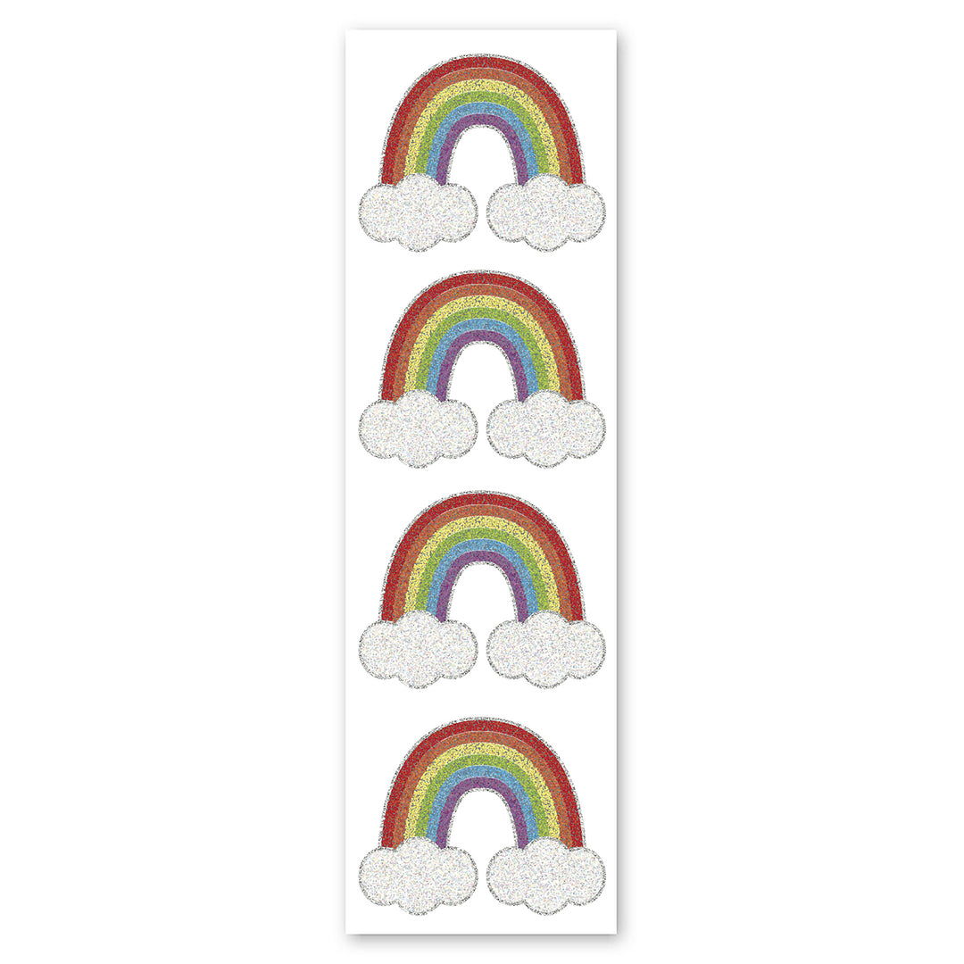 Rainbows And Clouds Sparkly Prismatic Stickers