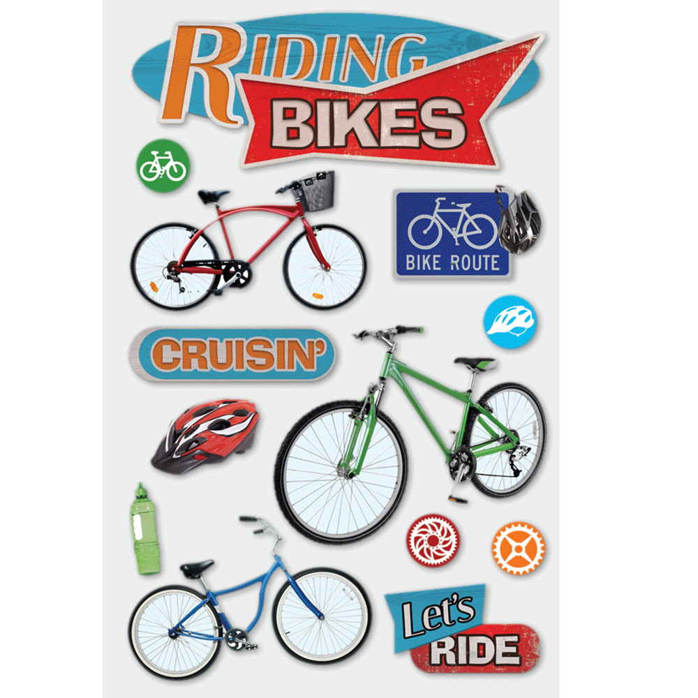 Riding Bikes 3-D Stickers