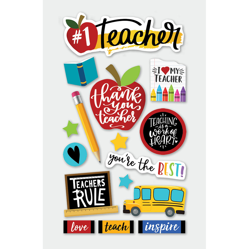 #1 Teacher Dimensional Stickers