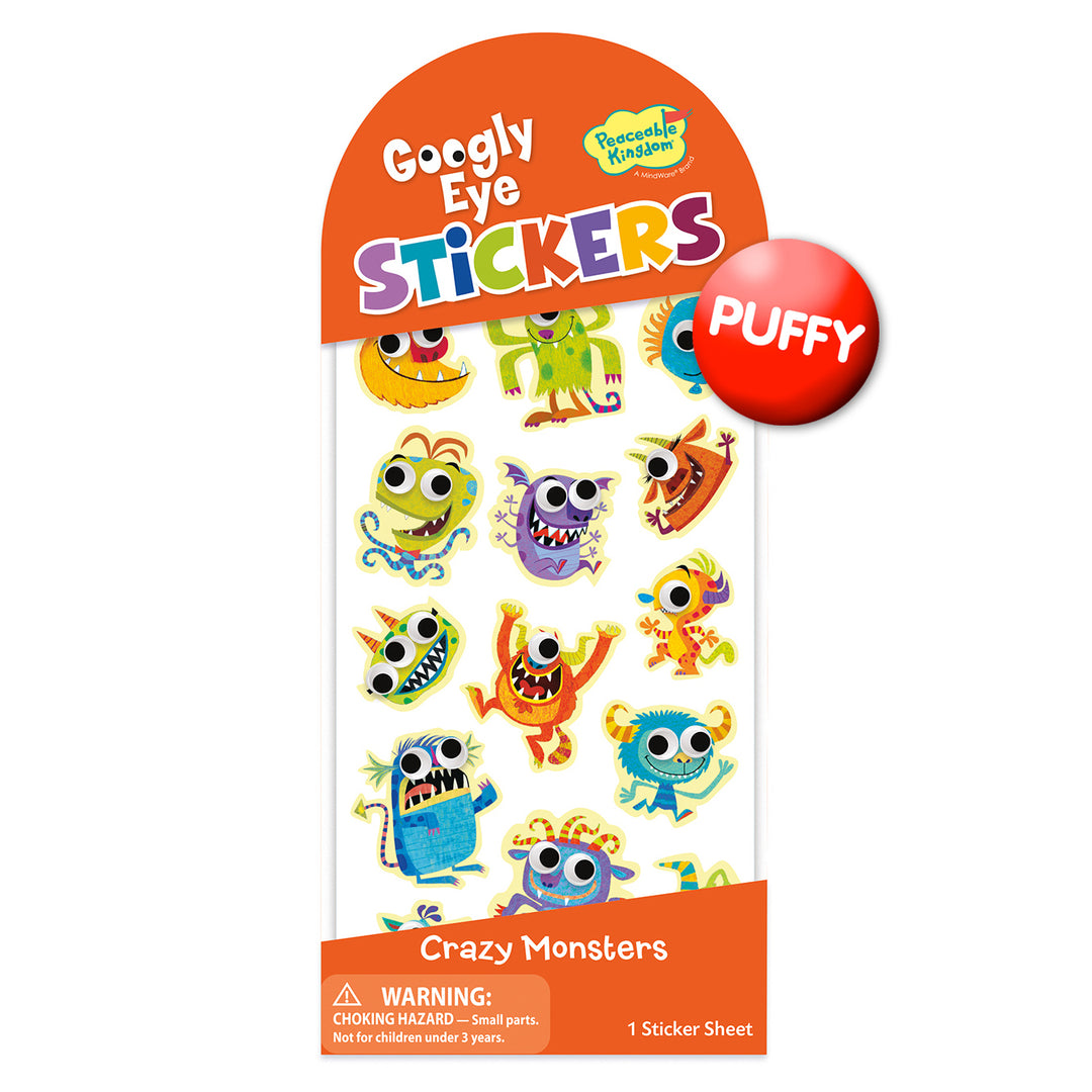 Crazy Monsters Puffy Googly Eye Stickers