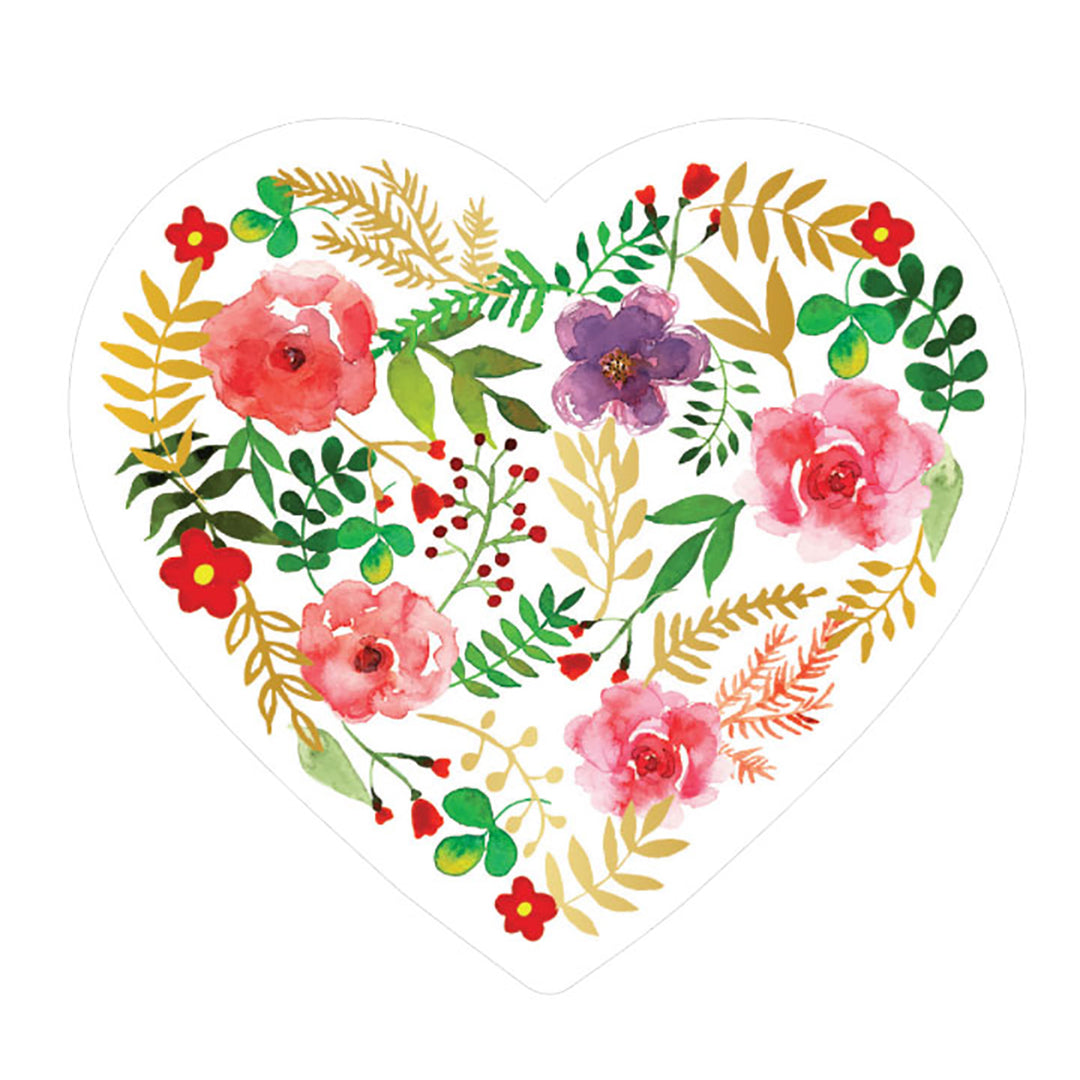 Floral Heart Vinyl Sticker Decal