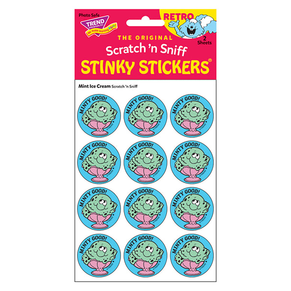 Minty Good Ice Cream Mint Scented Retro Scratch And Sniff Stinky Stickers