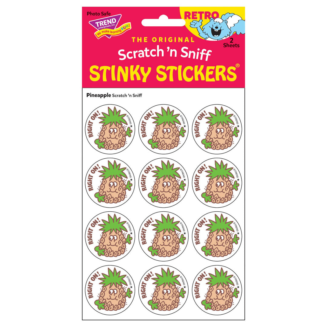 Right On Pineapple Scented Retro Scratch And Sniff Stinky Stickers