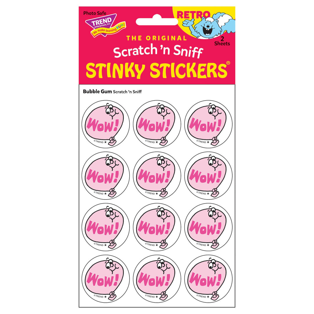 Wow Bubblegum Scented Retro Scratch And Sniff Stinky Stickers