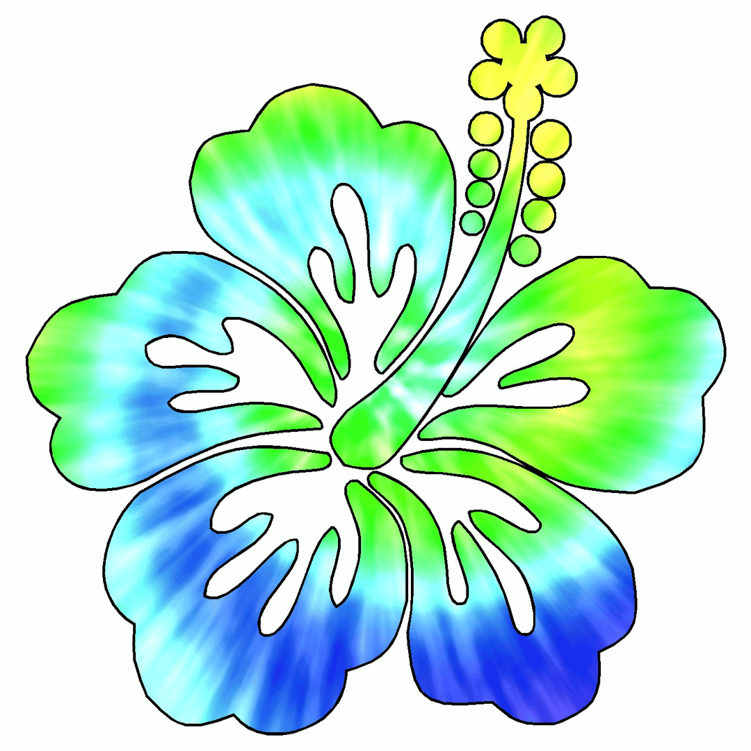 Blue & Green Hibiscus Vinyl Sticker Decal