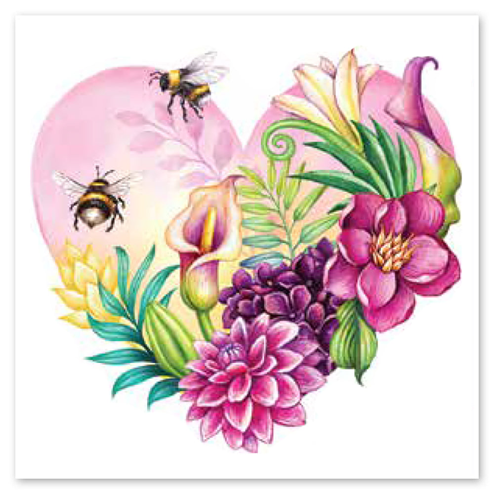 Bee Flower Heart Vinyl Sticker Decal