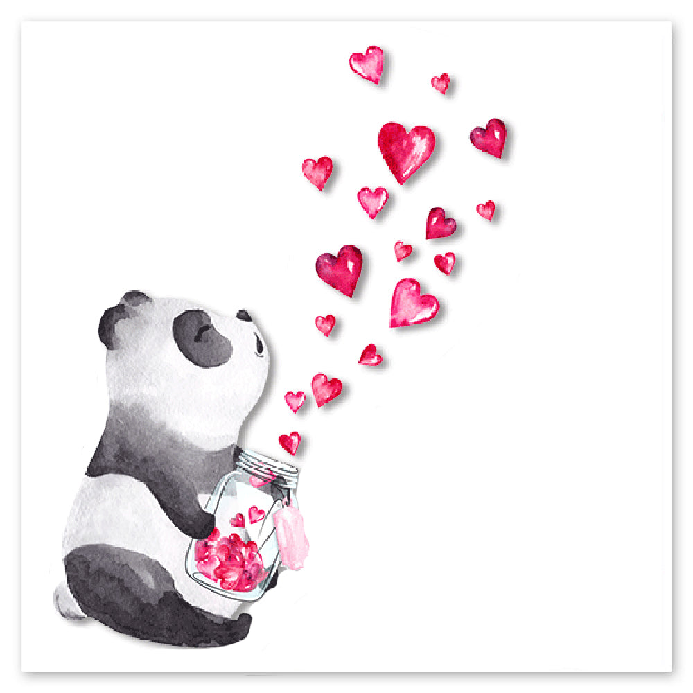 Panda With A Jar Of Hearts Vinyl Sticker Decal