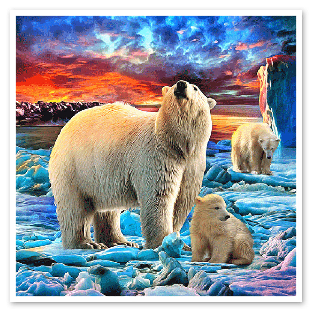 Polar Bears Against Sunset Vinyl Sticker Decal