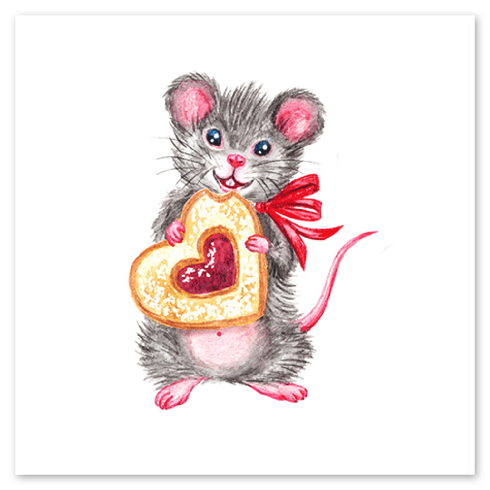 Mouse With A Heart Cookie Vinyl Sticker Decal