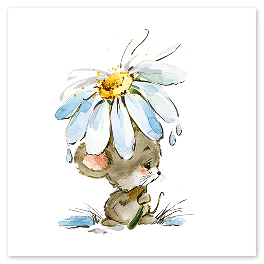 Mouse Under A Daisy Vinyl Sticker Decal