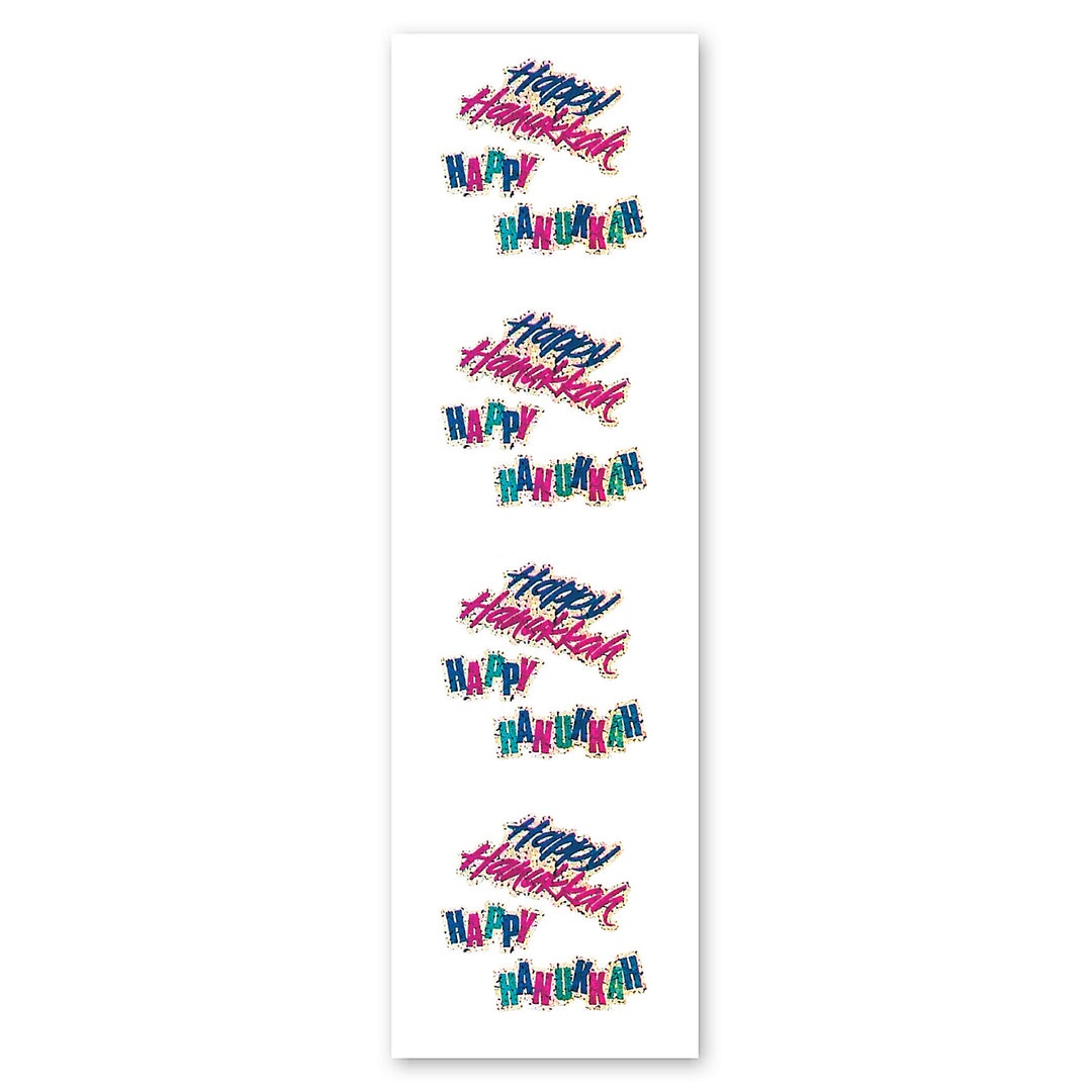 Happy Hanukkah Sparkly Prismatic Stickers