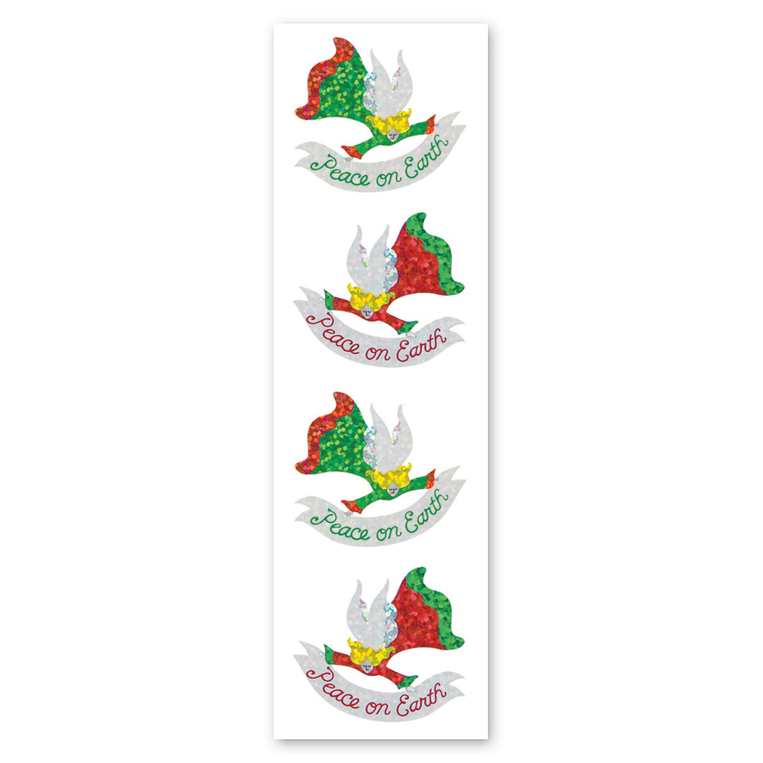 Angel And Peace on Earth Sparkly Prismatic Stickers